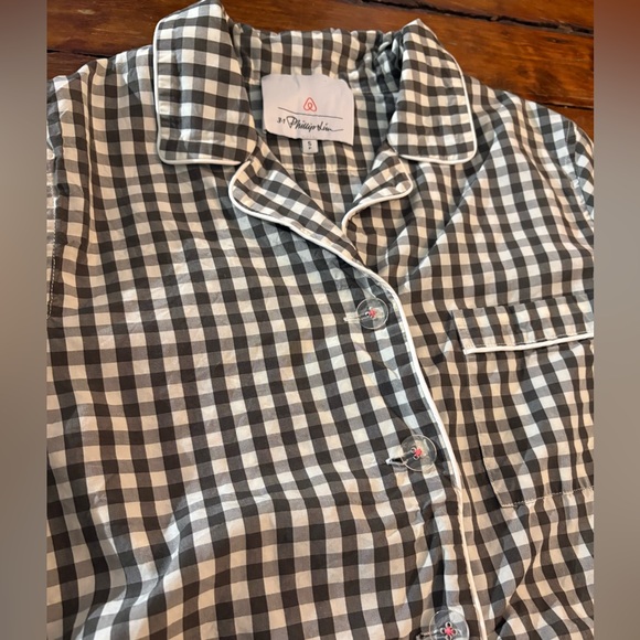 3.1 Phillip Lim gray white plaid cropped button up sleep shirt size S - Picture 2 of 6